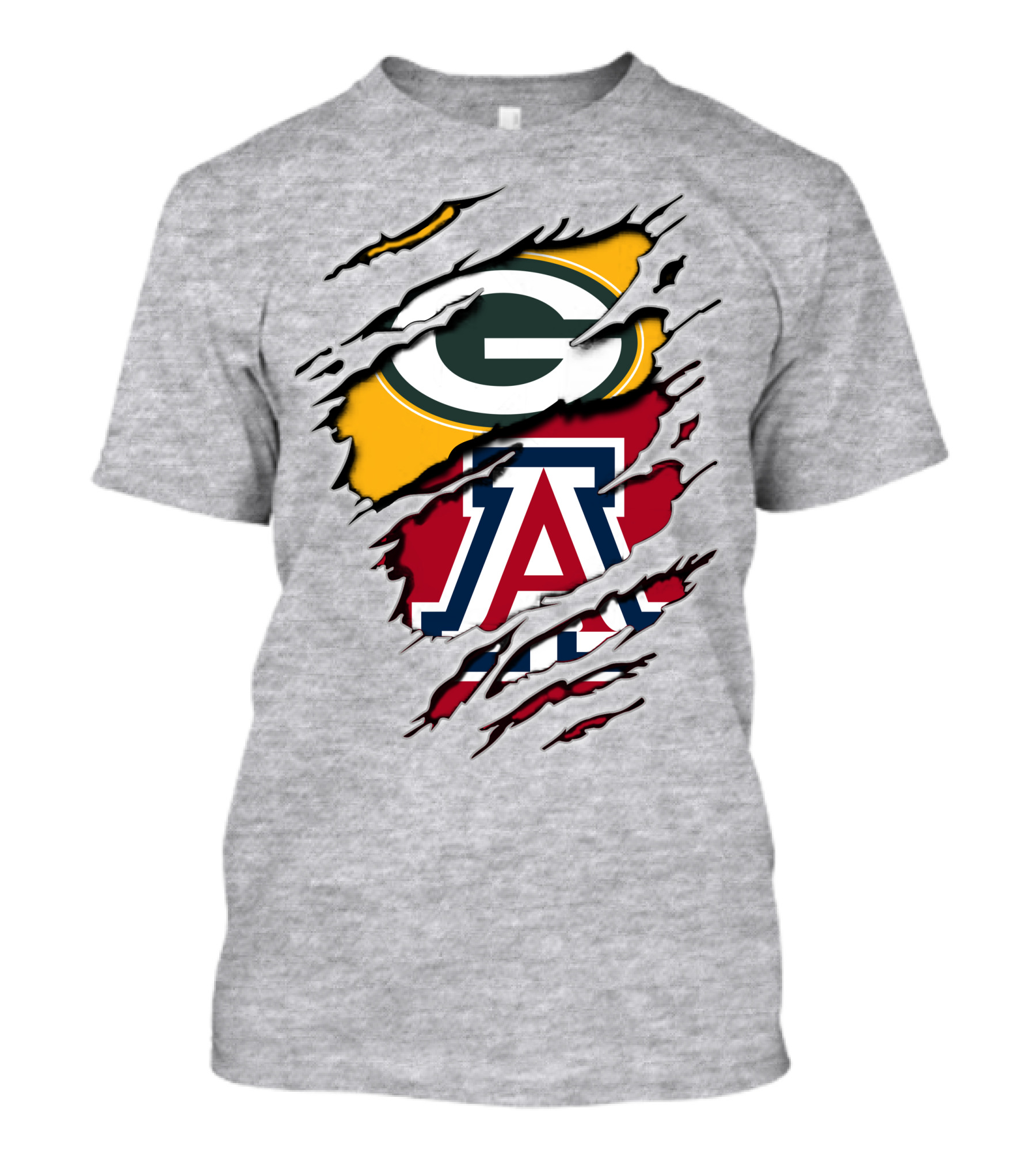 Packers G Arizona A Logos Ripped Torn Effect T-Shirt