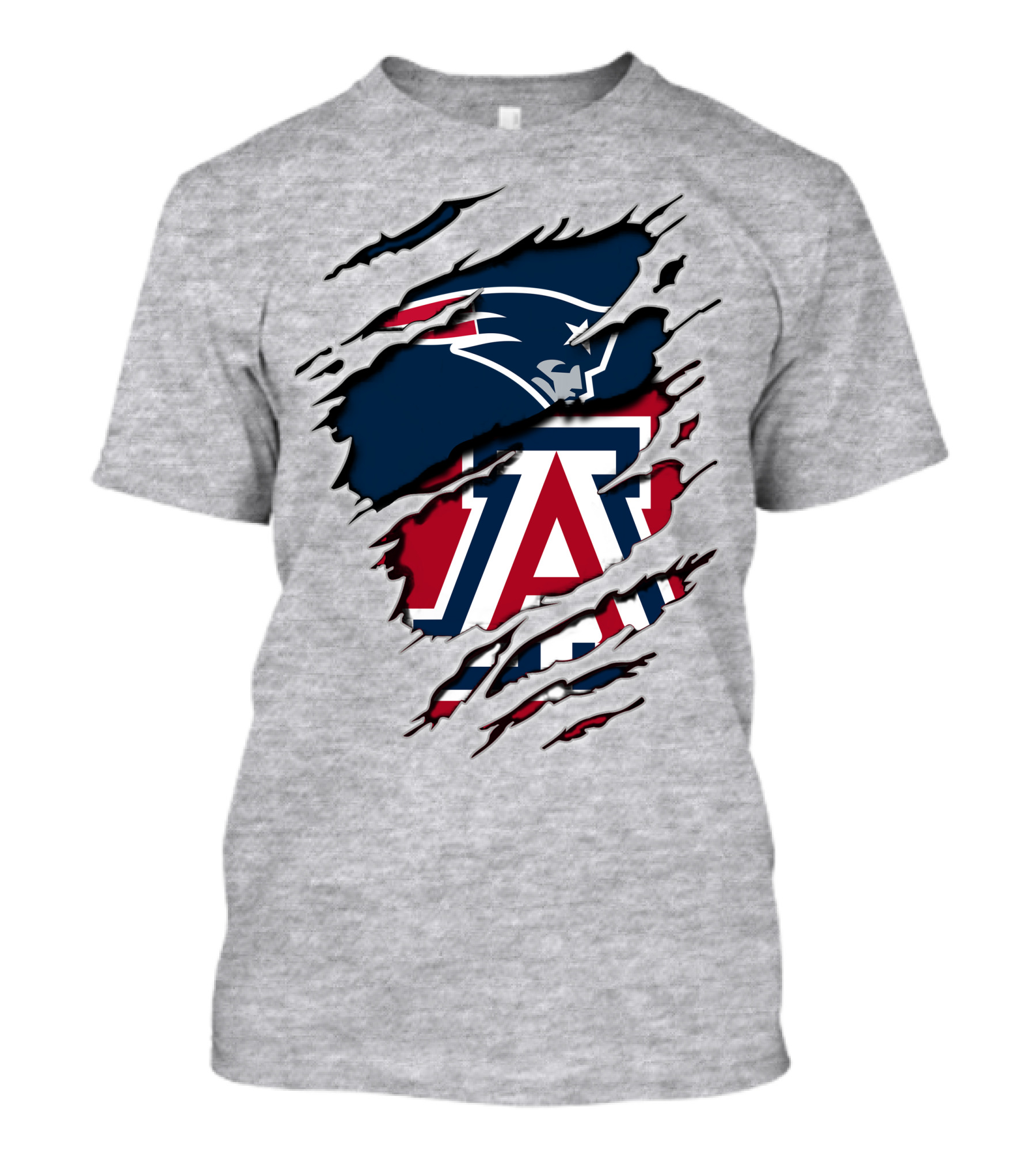 New England Patriots Arizona Wildcats Claw Rip T-Shirt