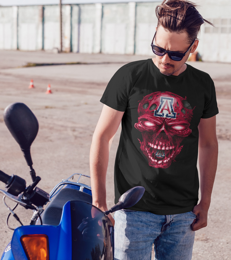 Arizona Wildcats Skull Red Grunge T-Shirt