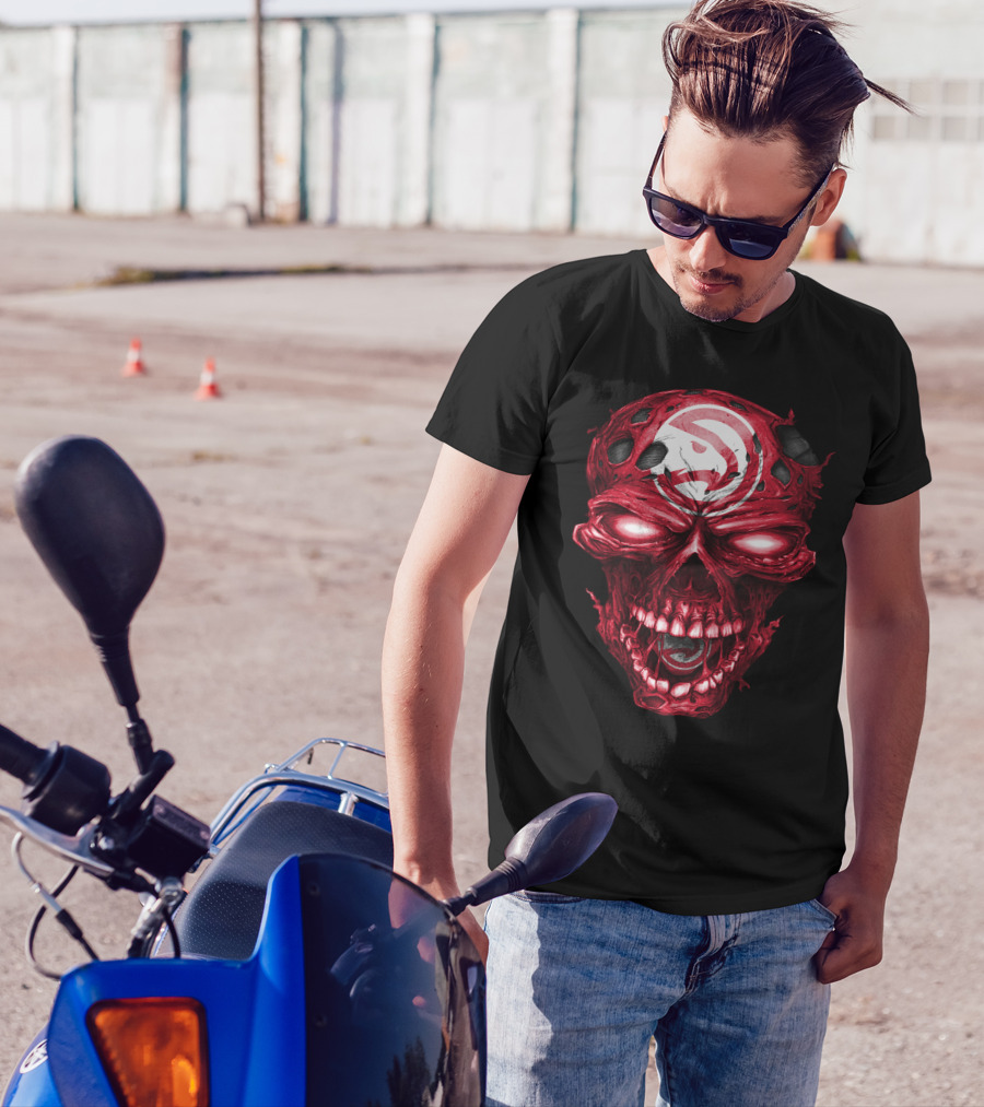 Atlanta Hawks Red Skull T-Shirt