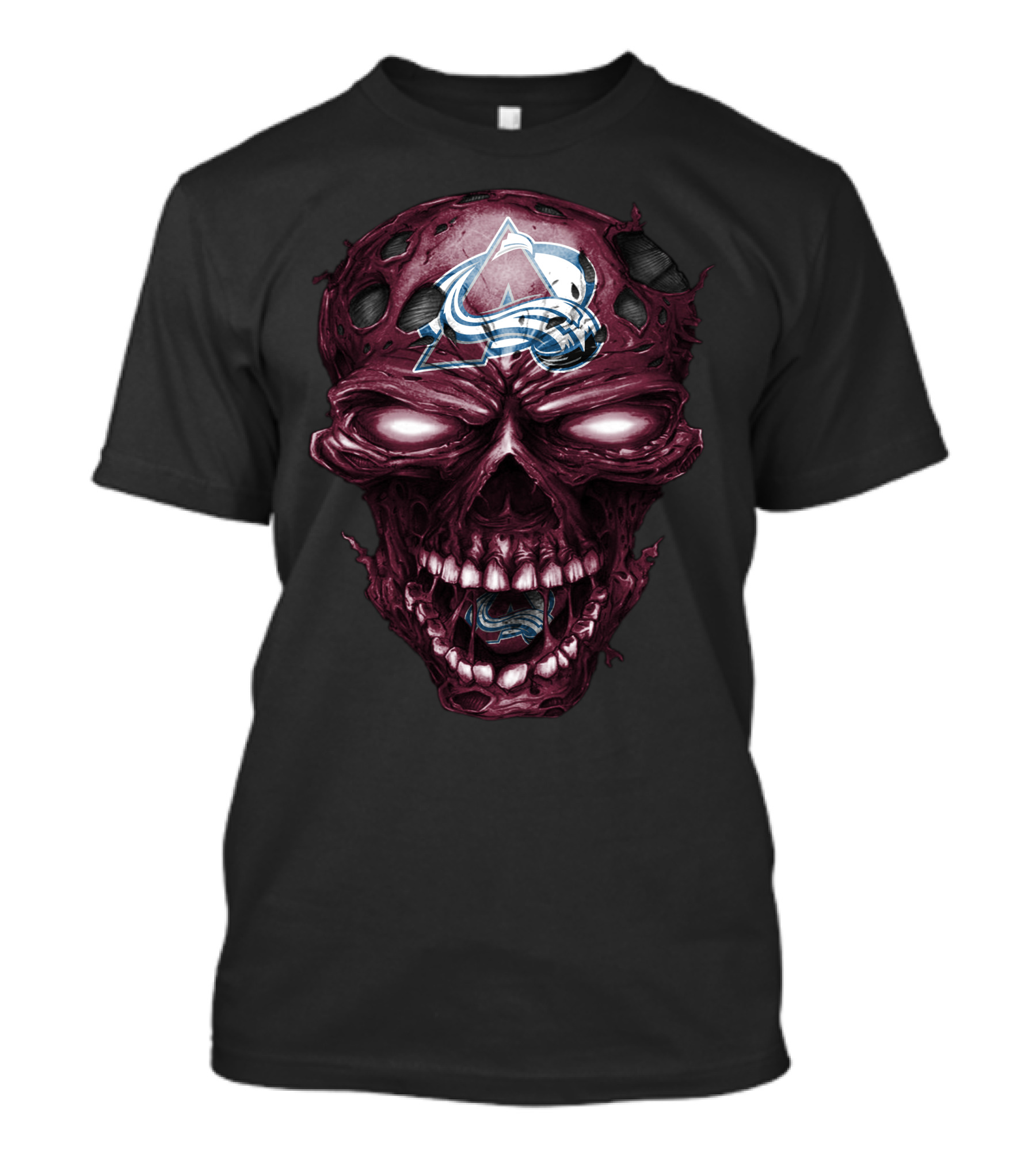 Colorado Avalanche Skull With Sports Logo Elements T-Shirt