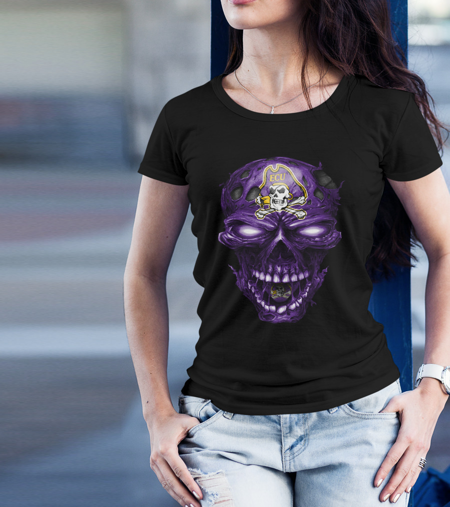 Ecu East Carolina Pirates Skull Purple Pirate T-Shirt