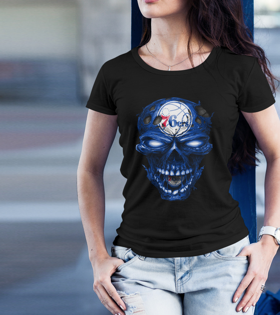 Philadelphia 76ers Skull Basketball T-Shirt