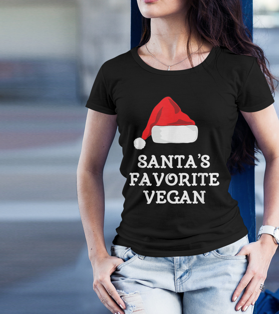 Santas Favorite Vegan Santa Hat T-Shirt