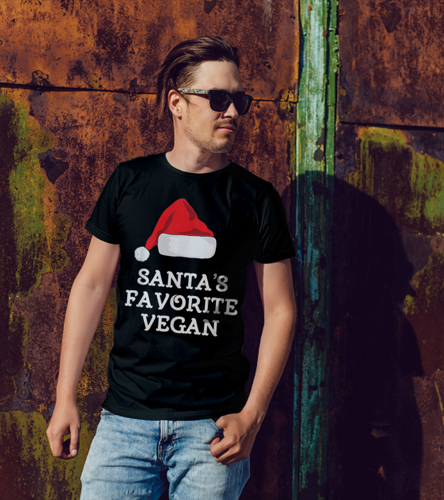 Santas Favorite Vegan Santa Hat T-Shirt
