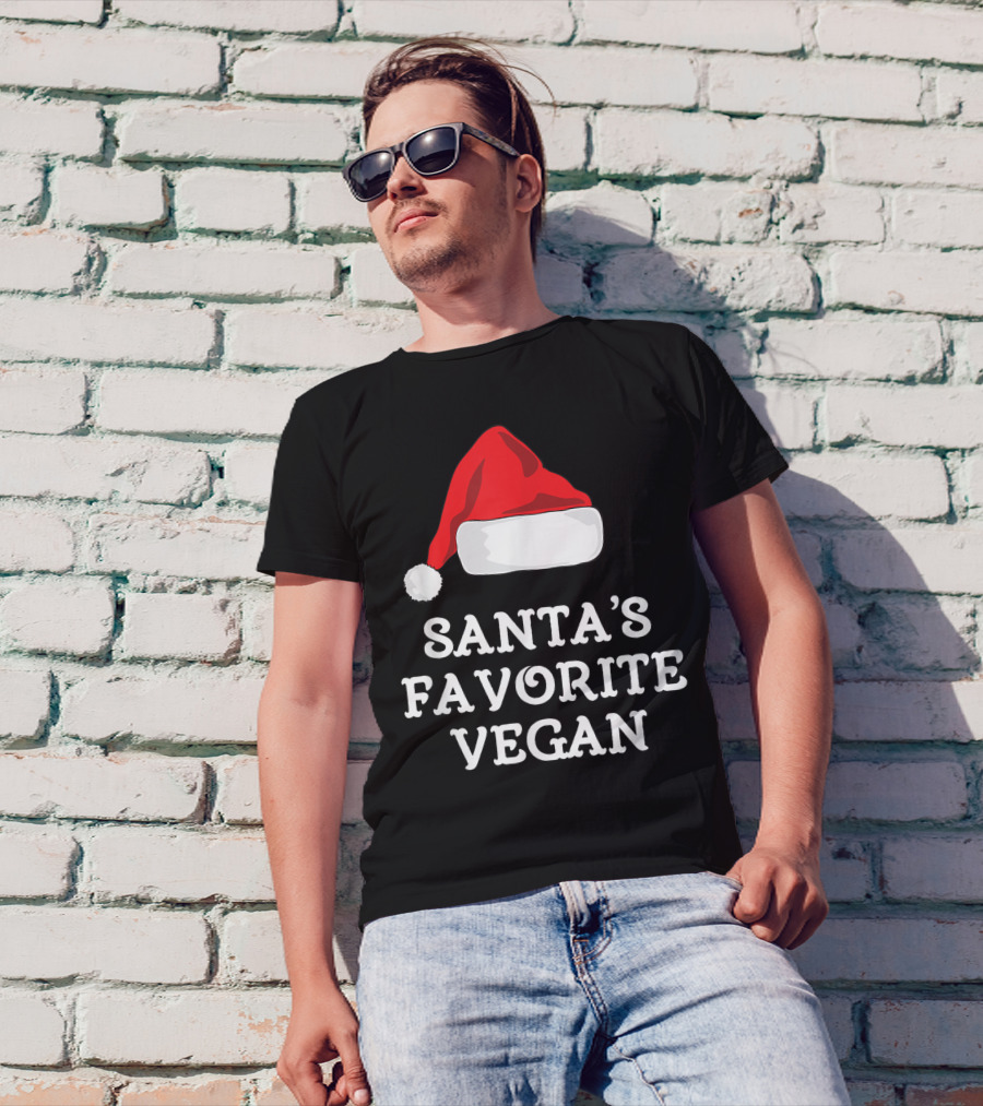 Santas Favorite Vegan Santa Hat T-Shirt