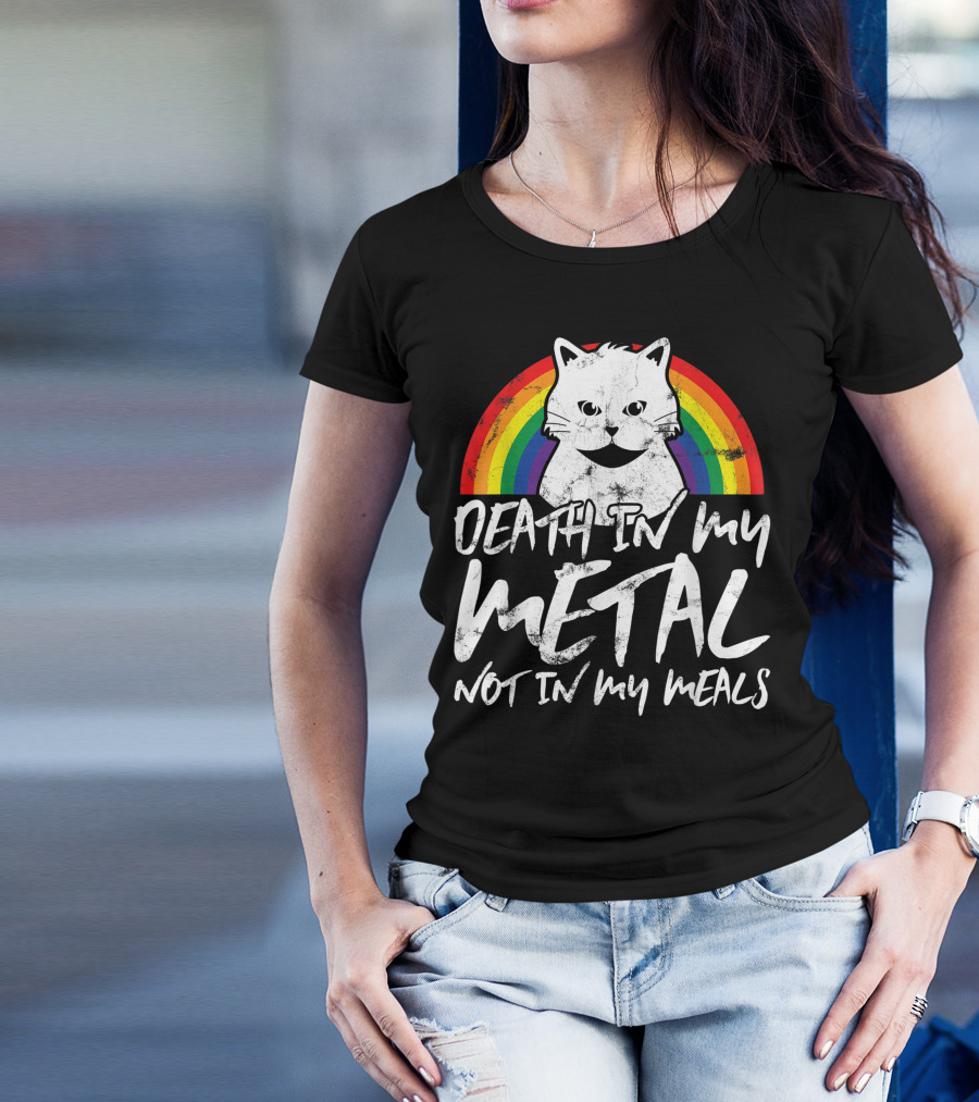 Death In My Metal Not In My Meals Vegan Cat T-Shirt