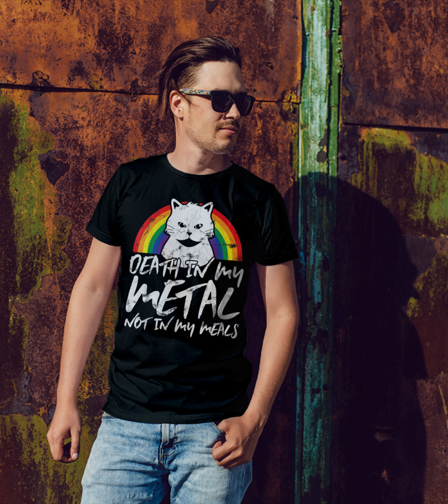 Death In My Metal Not In My Meals Vegan Cat T-Shirt