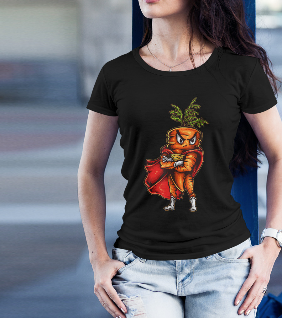 Super Carrot Vegan Superhero Cape Crusader T-Shirt