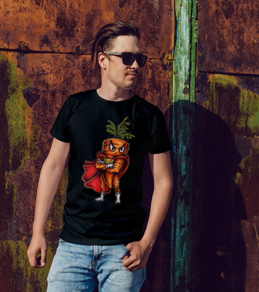 Super Carrot Vegan Superhero Cape Crusader T-Shirt