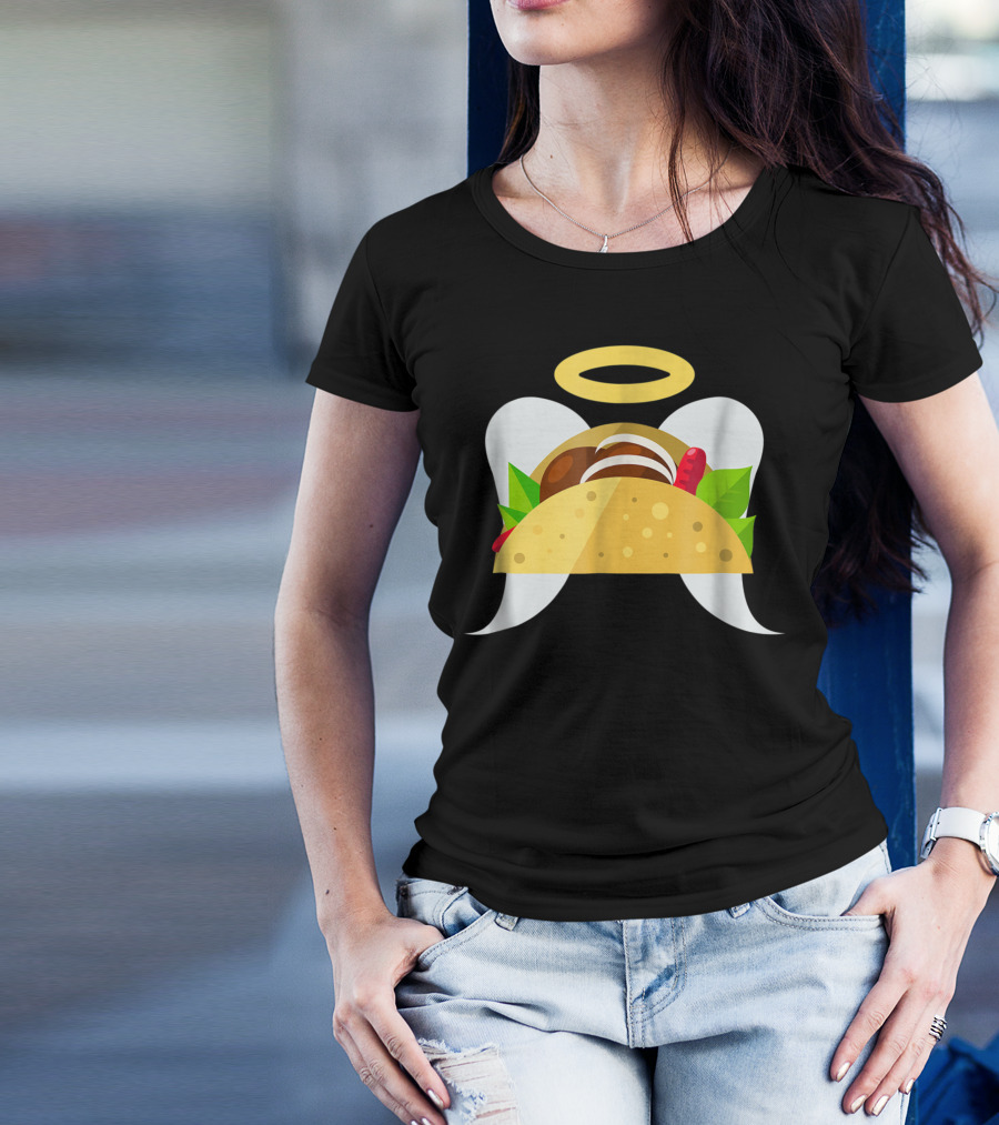 Taco Angel I Love Tacos Mexican Food Burrito Halo Wings T-Shirt