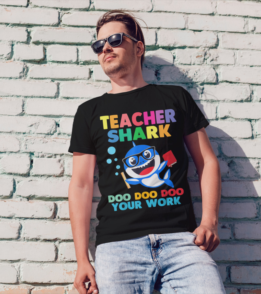 Teacher Shark Doo Doo Doo Your Work Bubble Glasses Book T-Shirt