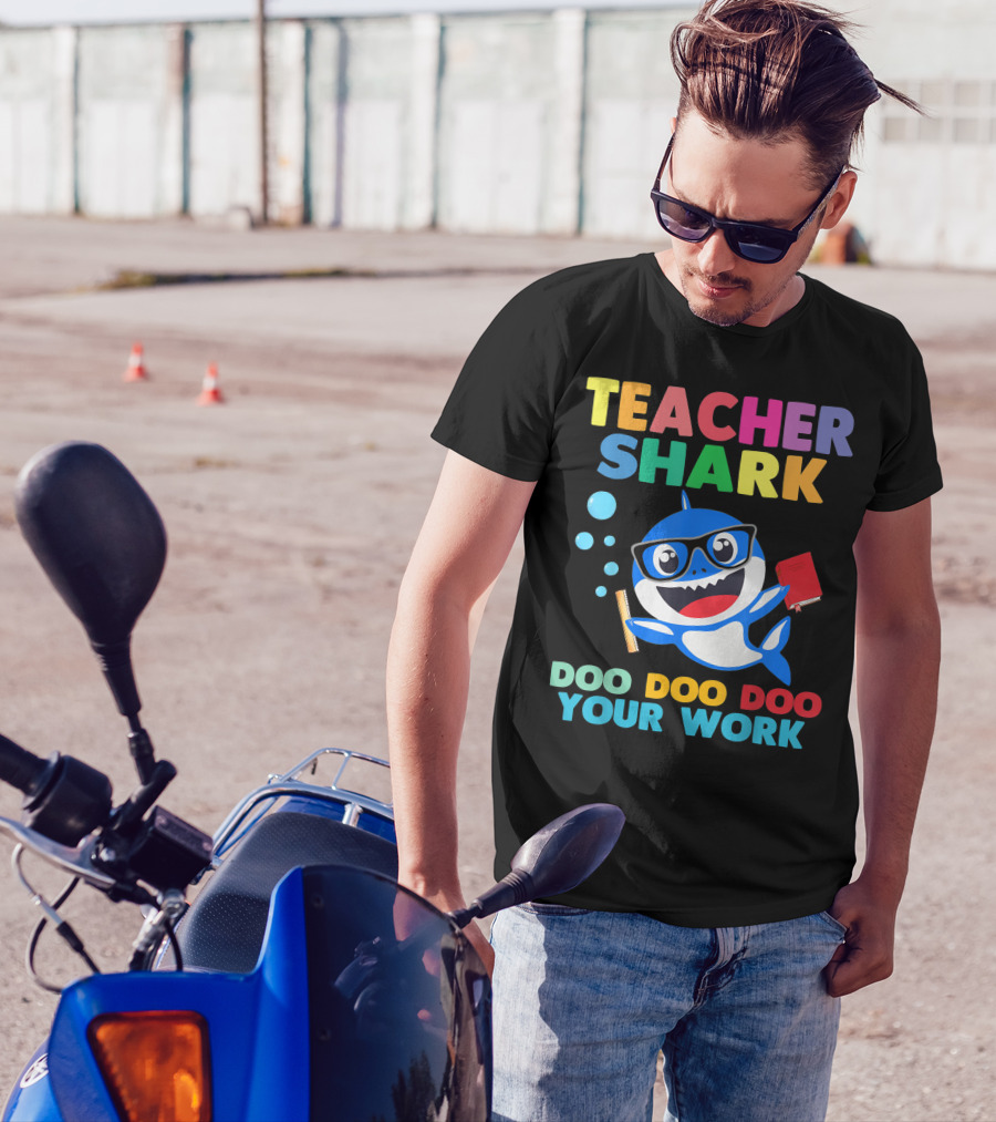 Teacher Shark Doo Doo Doo Your Work Bubble Glasses Book T-Shirt