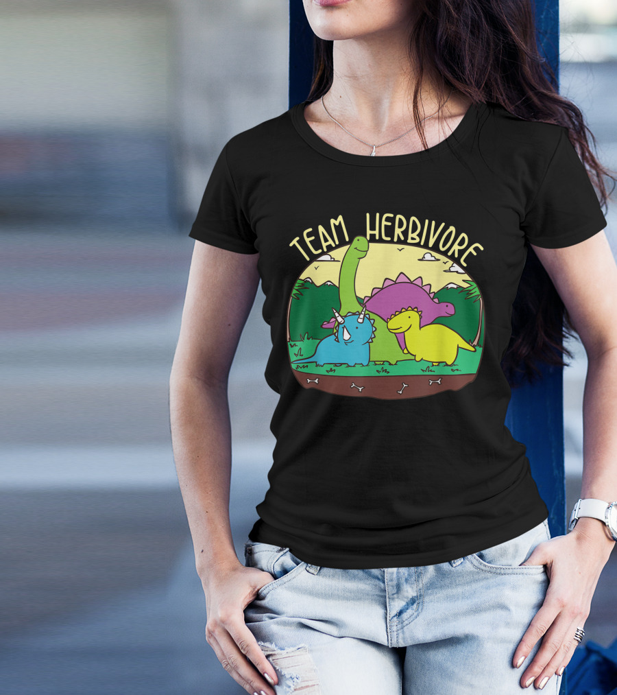 Team Herbivore Cute Kids Vegan Dinosaur Veggie Sweet T-Shirt