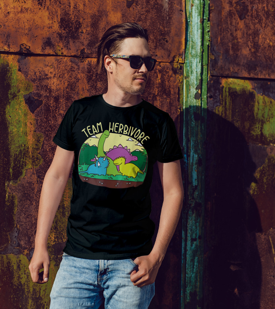 Team Herbivore Cute Kids Vegan Dinosaur Veggie Sweet T-Shirt