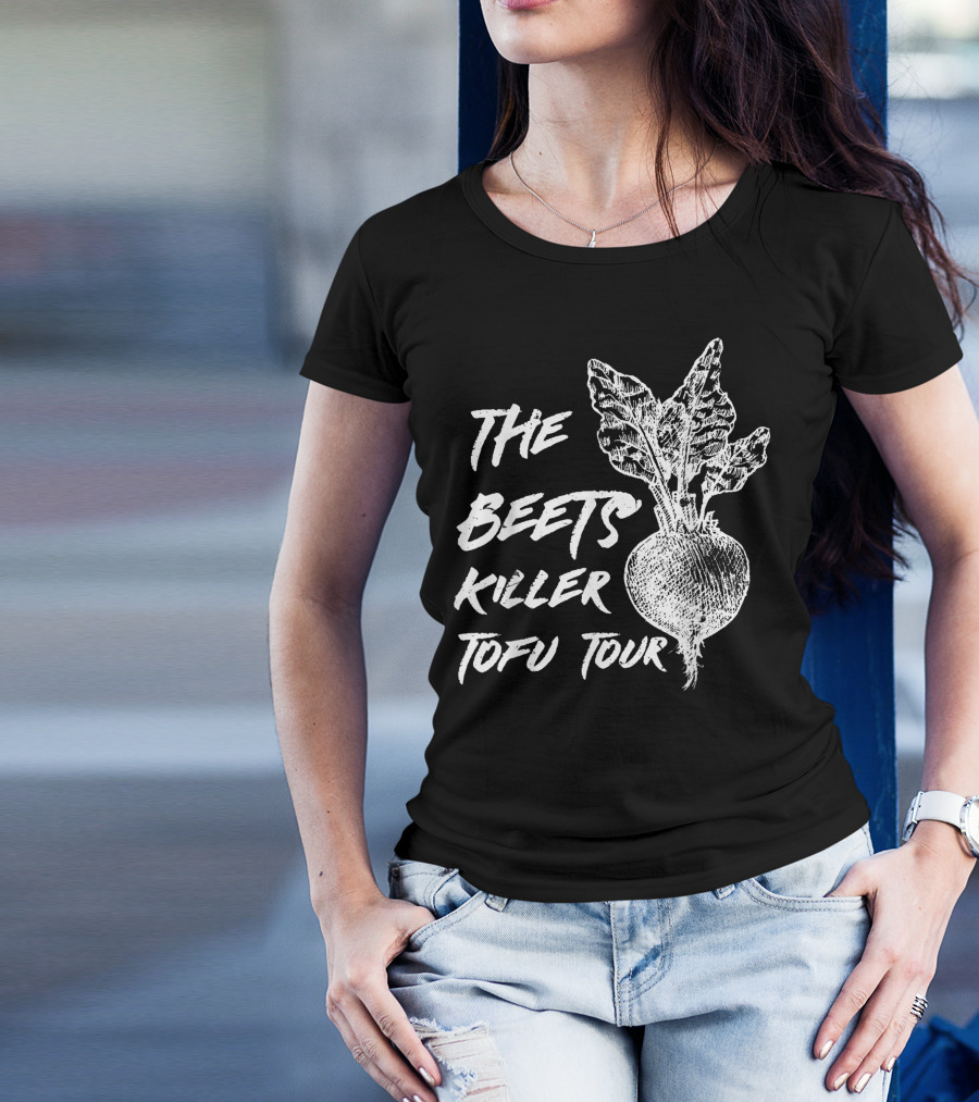 The Beets Killer Tofu Tour Vegan Chalk Art Style Beetroots T-Shirt