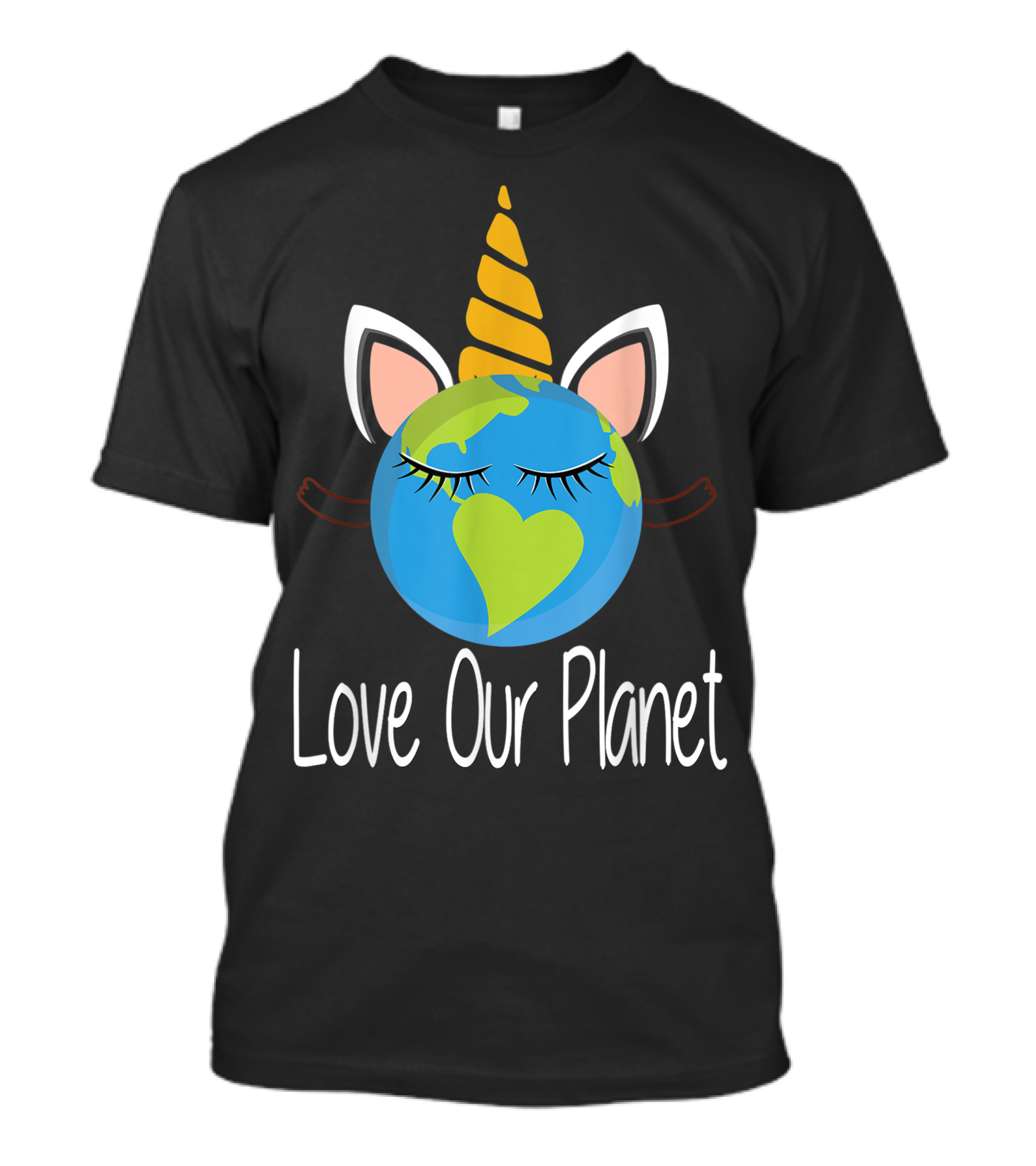 Toddler Girl Love Our Planet Earth Day Unicorn Face T-Shirt