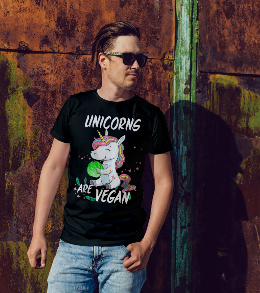 Unicorns Are Vegan Veggie Kids Girls Herbivore Magic Fantasy Rainbow T-Shirt