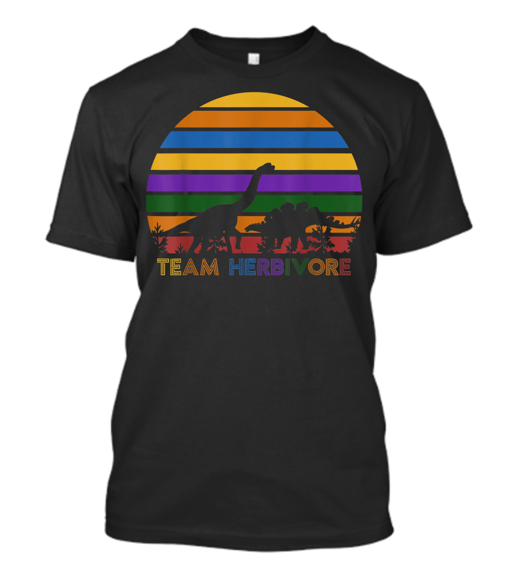 Team Herbivore Vegan Vintage Dinosaur Stripes T-Shirt