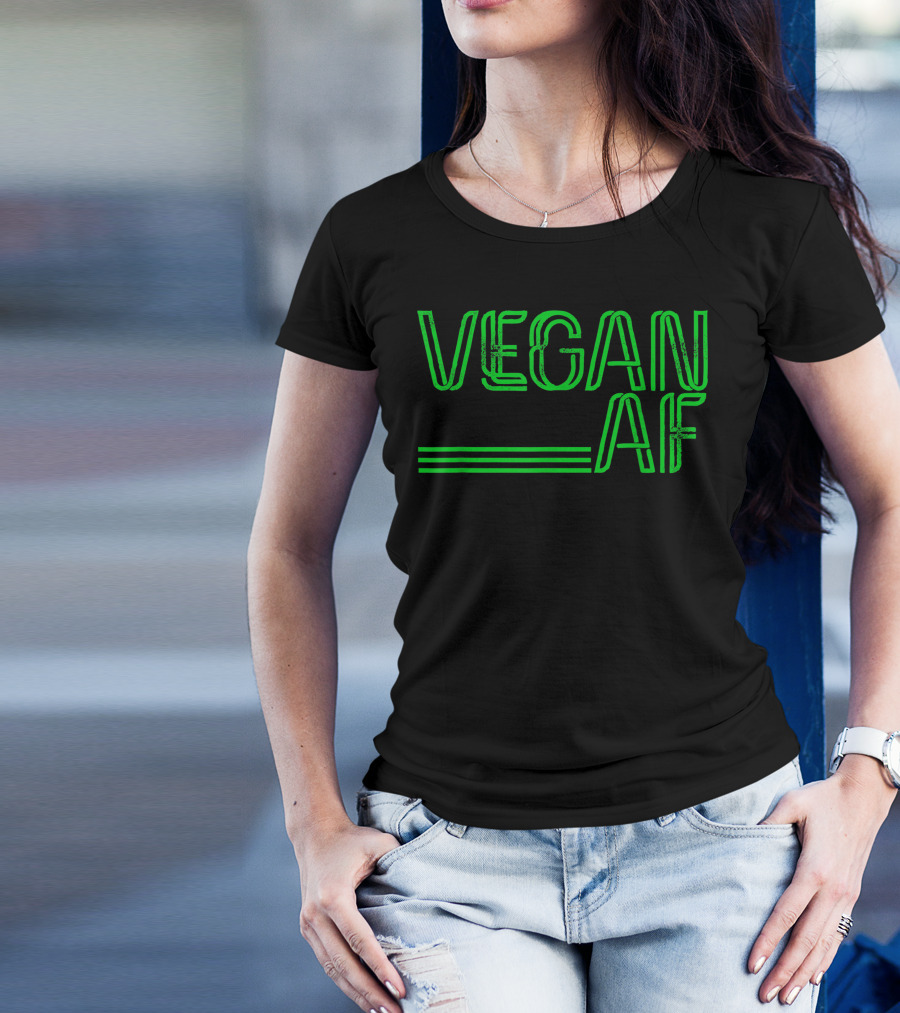 Vegan AF Vegan Activism Bold Green Text T-Shirt
