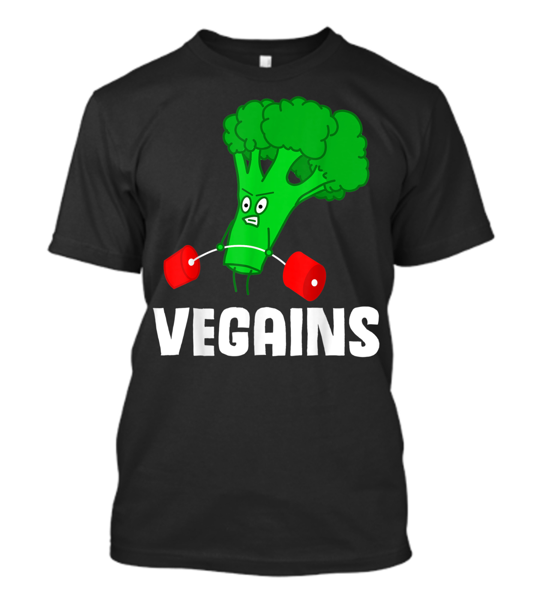 Vegains Broccoli Weightlifting For Vegan Athlete Plant Powered Workout T-Shirt