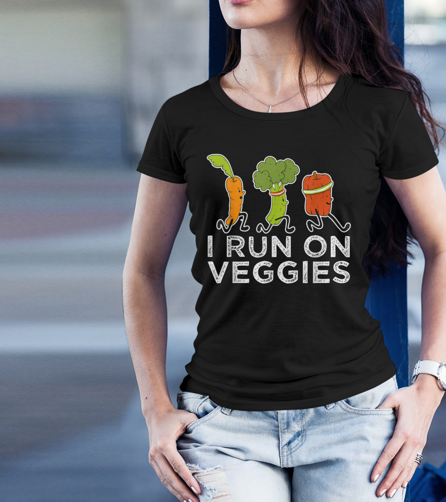Vegan Athlete Runner I Run On Veggies Marathon Running T-Shirt