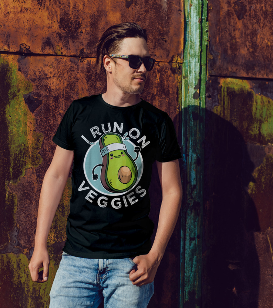 I Run On Veggies Vegan Athlete Marathon Runner Avocado T-Shirt