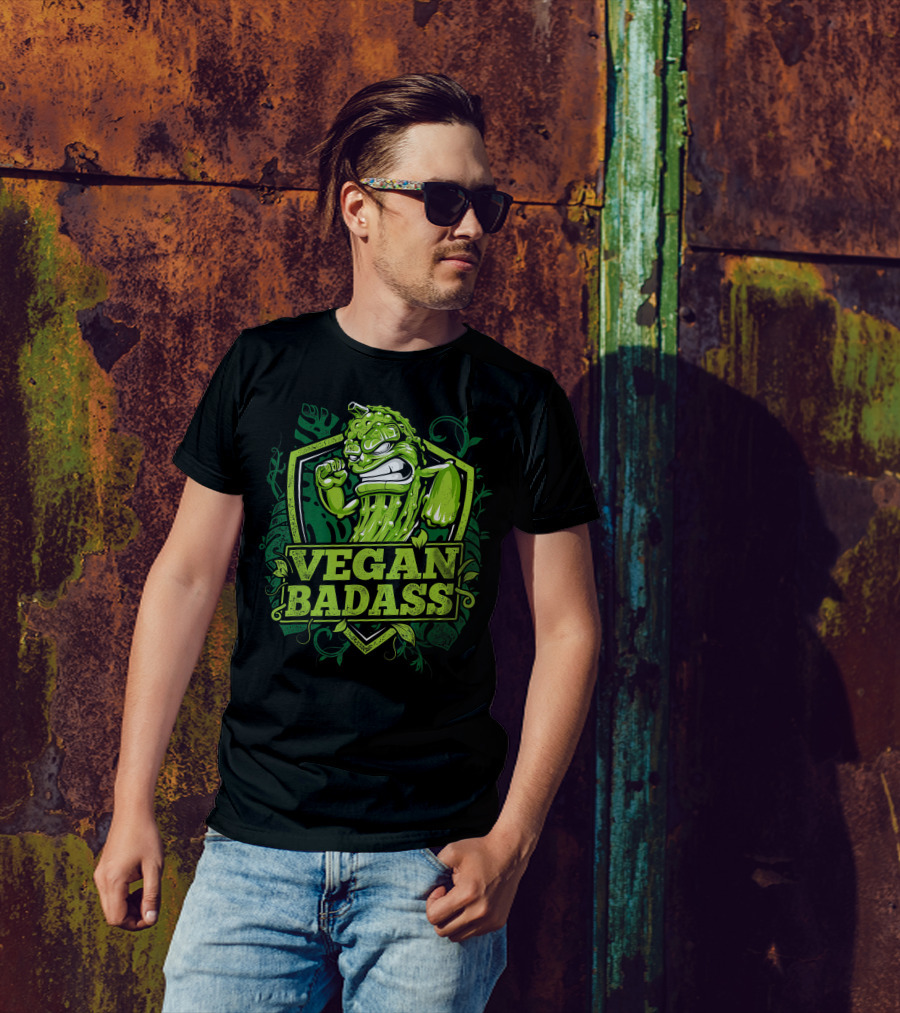 Vegan Badass Powerhouse Cucumber Fitness Bodybuilding Beast T-Shirt