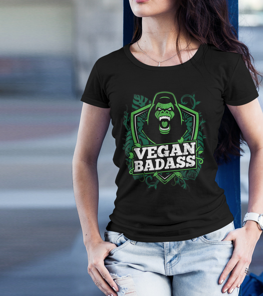 Vegan Badass Fitness Gorilla Bodybuilding Beast Q9 Jungle Strength T-Shirt