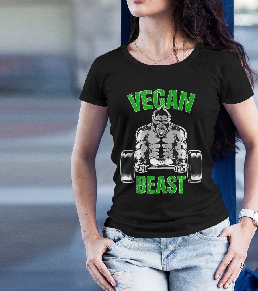 Vegan Beast Gorilla Gym Workout Fitness T-Shirt