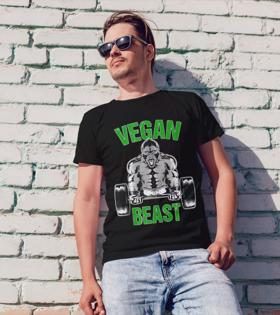 Vegan Beast Gorilla Gym Workout Fitness T-Shirt