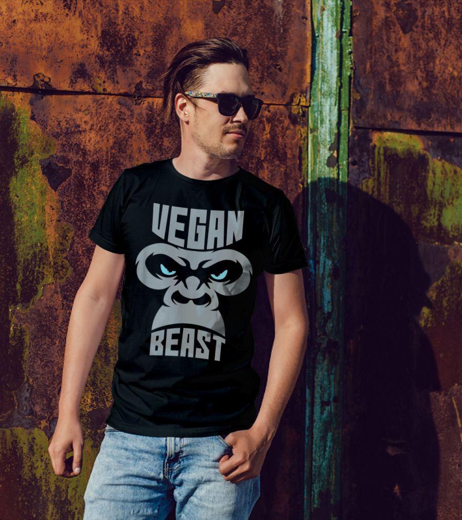 Vegan Beast Workout Muscle Gorilla Gym Bodybuilding Iconic Animal Power T-Shirt