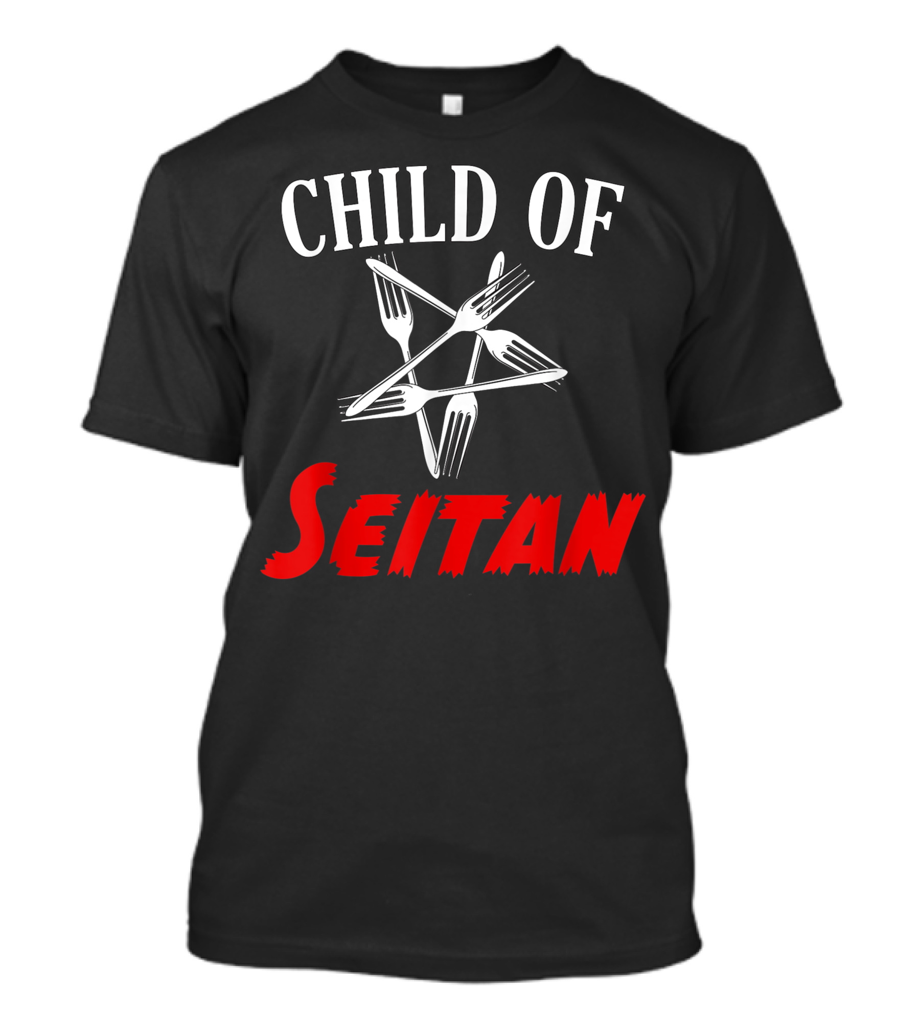 Child Of Seitan Vegan Halloween Black Metal Pun T-Shirt