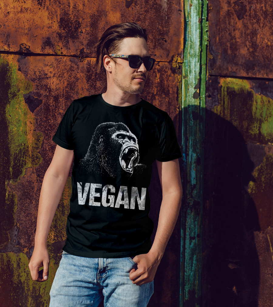 Vegan Gorilla Roar Iconic Vegetarian Food T-Shirt