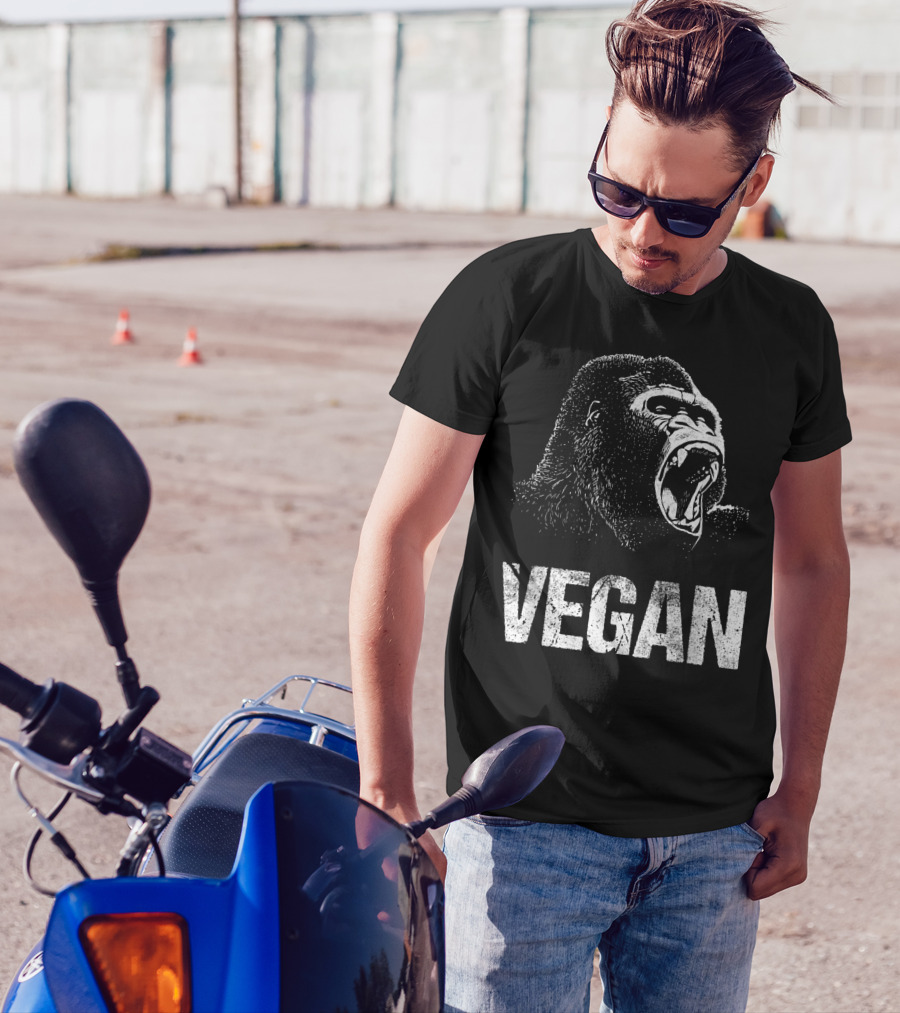 Vegan Gorilla Roar Iconic Vegetarian Food T-Shirt