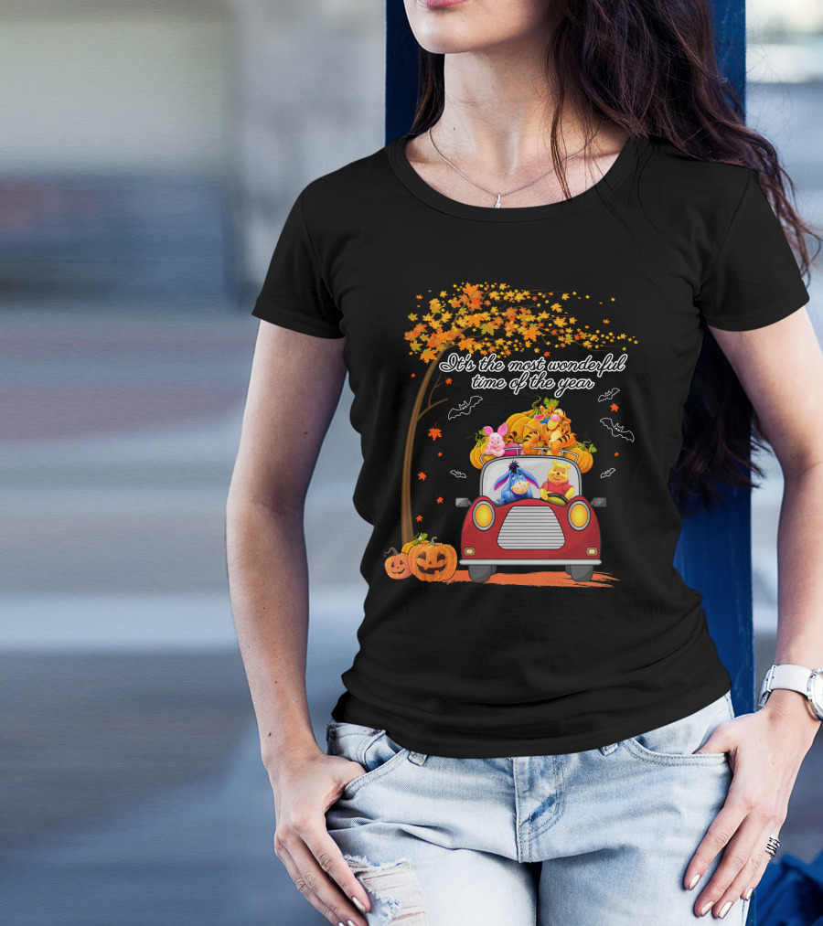 It's The Most Wonderful Time Of The Year Halloween Pumpkin Car With Characters T-Shirt