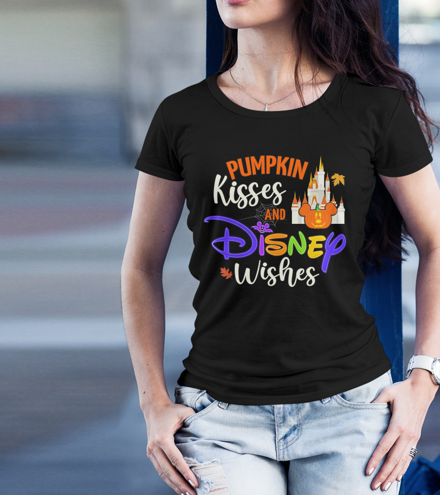 Pumpkin Kisses And Disney Wishes Magic Castle Mickey Pumpkin T-Shirt