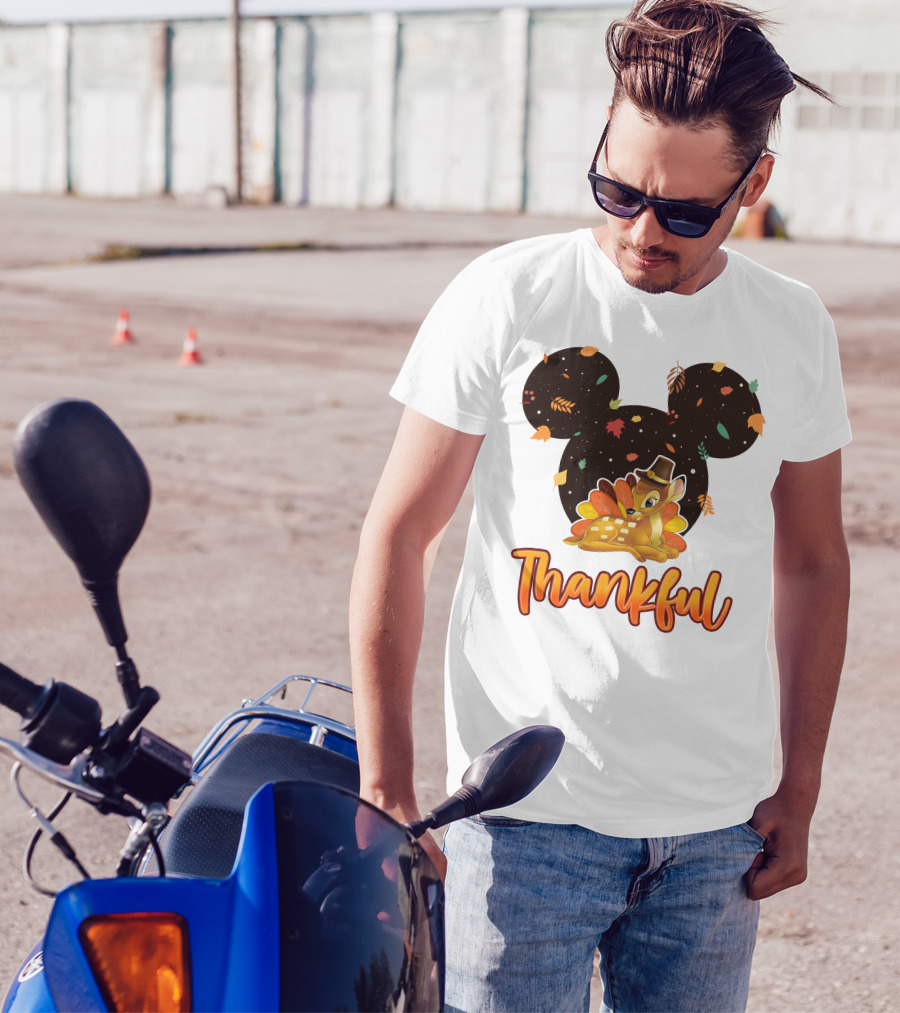 Bambi Thankful Autumn Leaves Mickey Ears T-Shirt