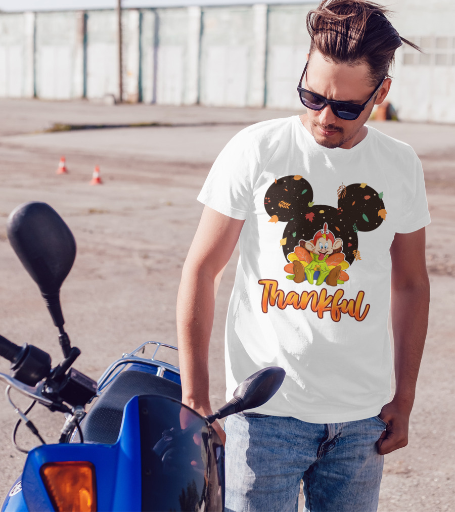 Thankful Dopey Thanksgiving Mickey Ears Fall Leaves T-Shirt