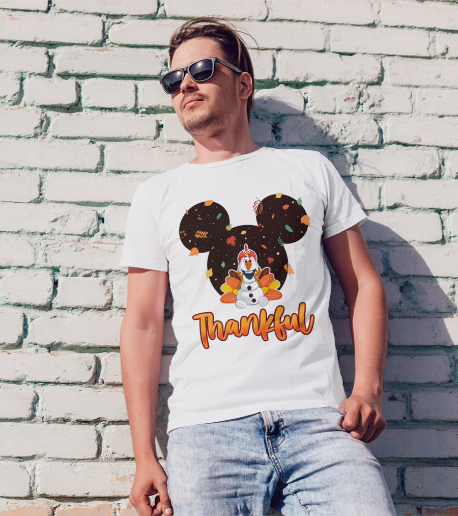 Thankful Olaf Autumn Leaves Mickey Ears T-Shirt