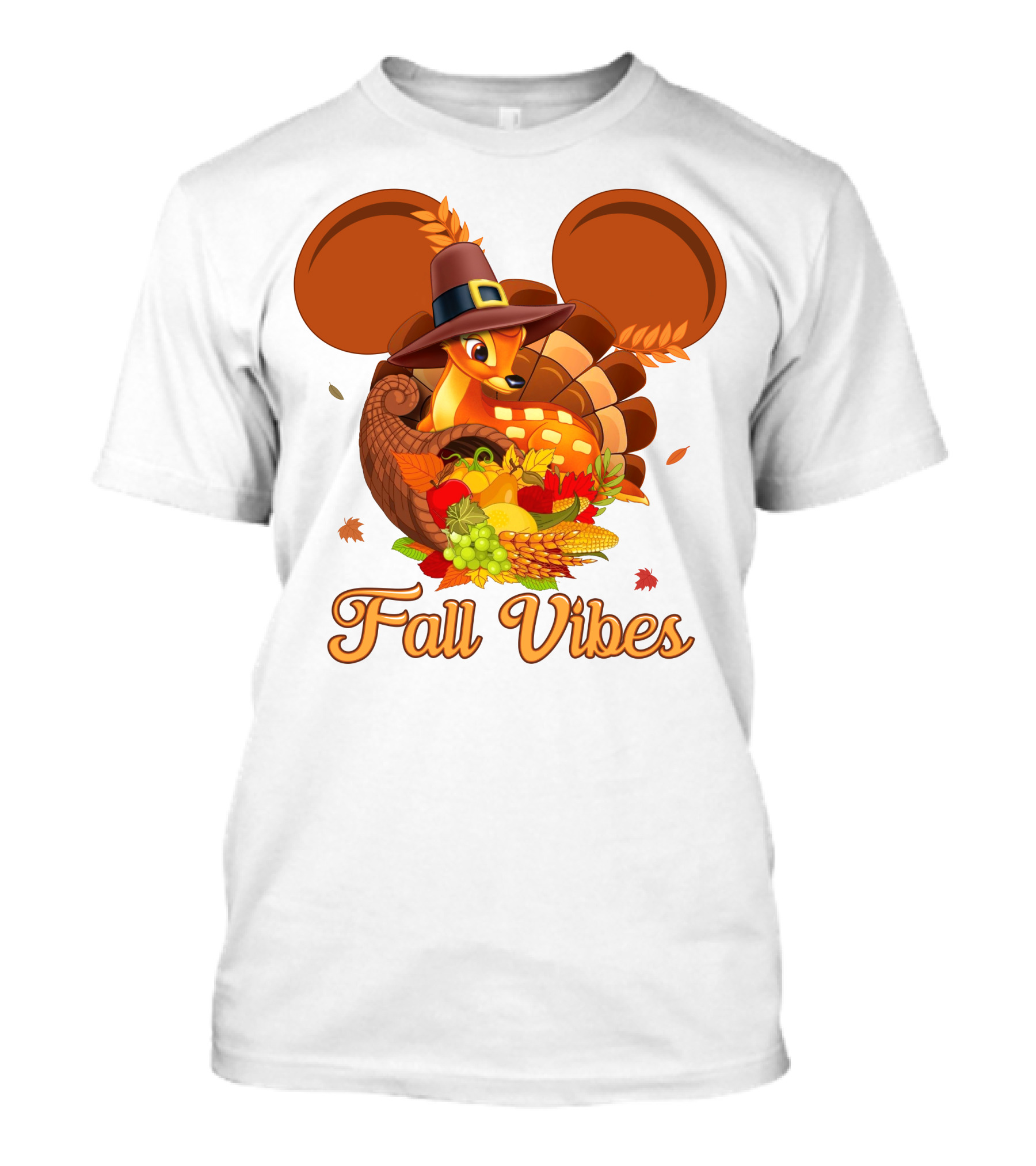 Fall Vibes Bambi Thanksgiving Mouse Ears Cornucopia T-Shirt