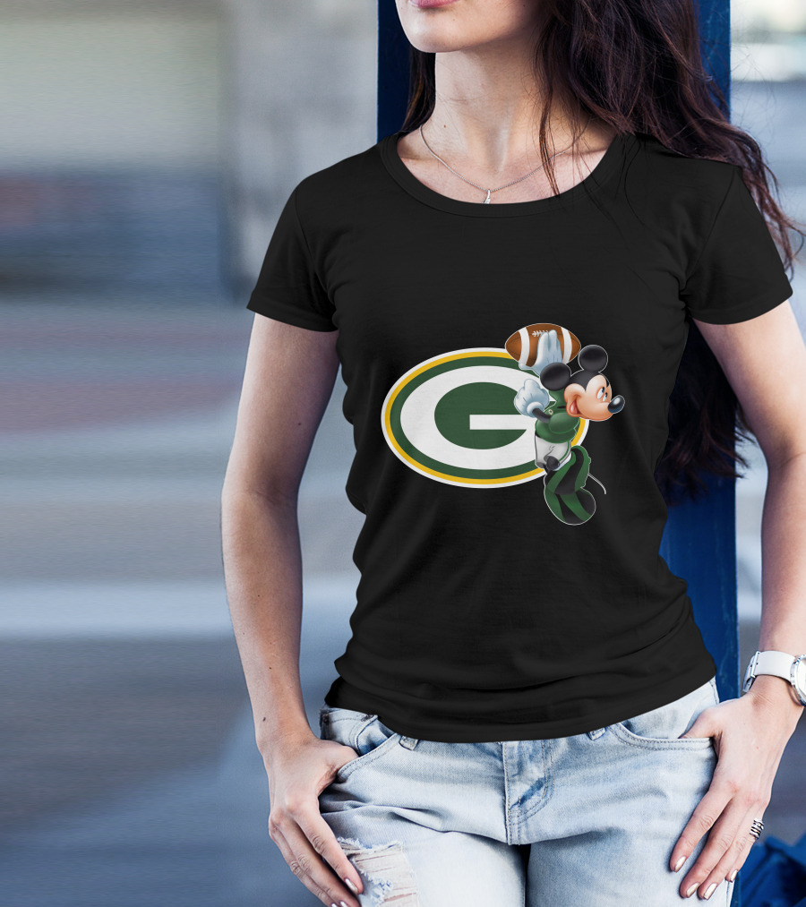 Mickey Mouse Green Bay Packers Football T-Shirt