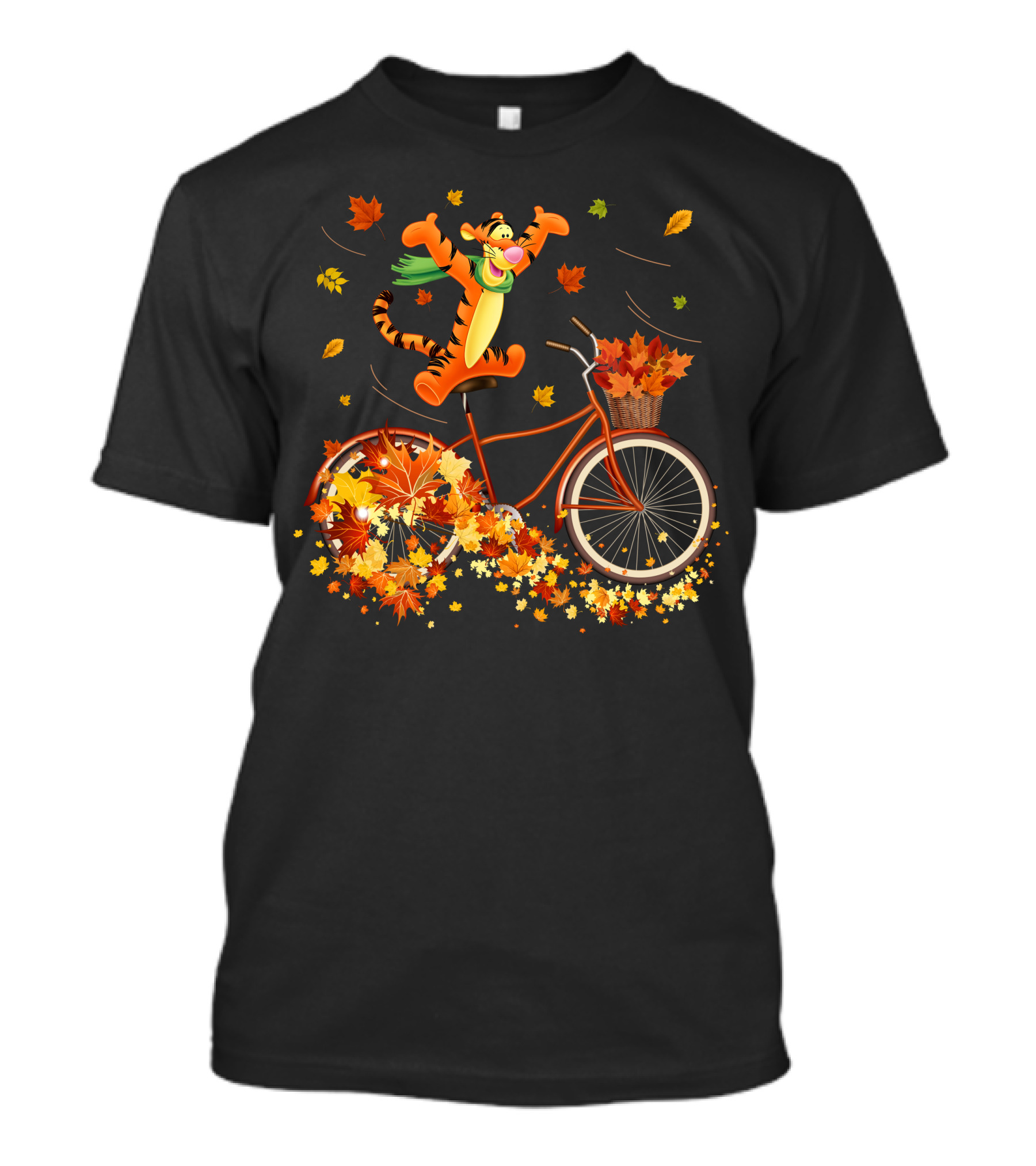 Tigger Autumn Bicycle Adventure With Falling Leaves T-Shirt