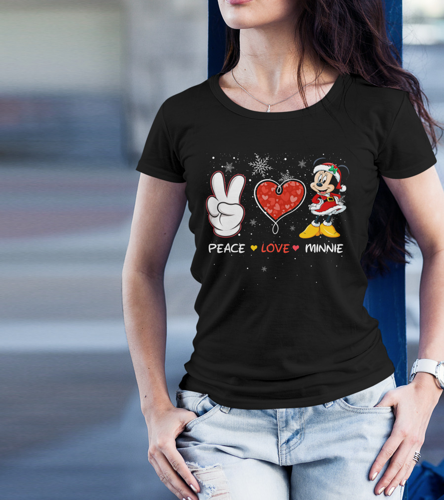 Peace Love Minnie Christmas Holiday Theme T-Shirt