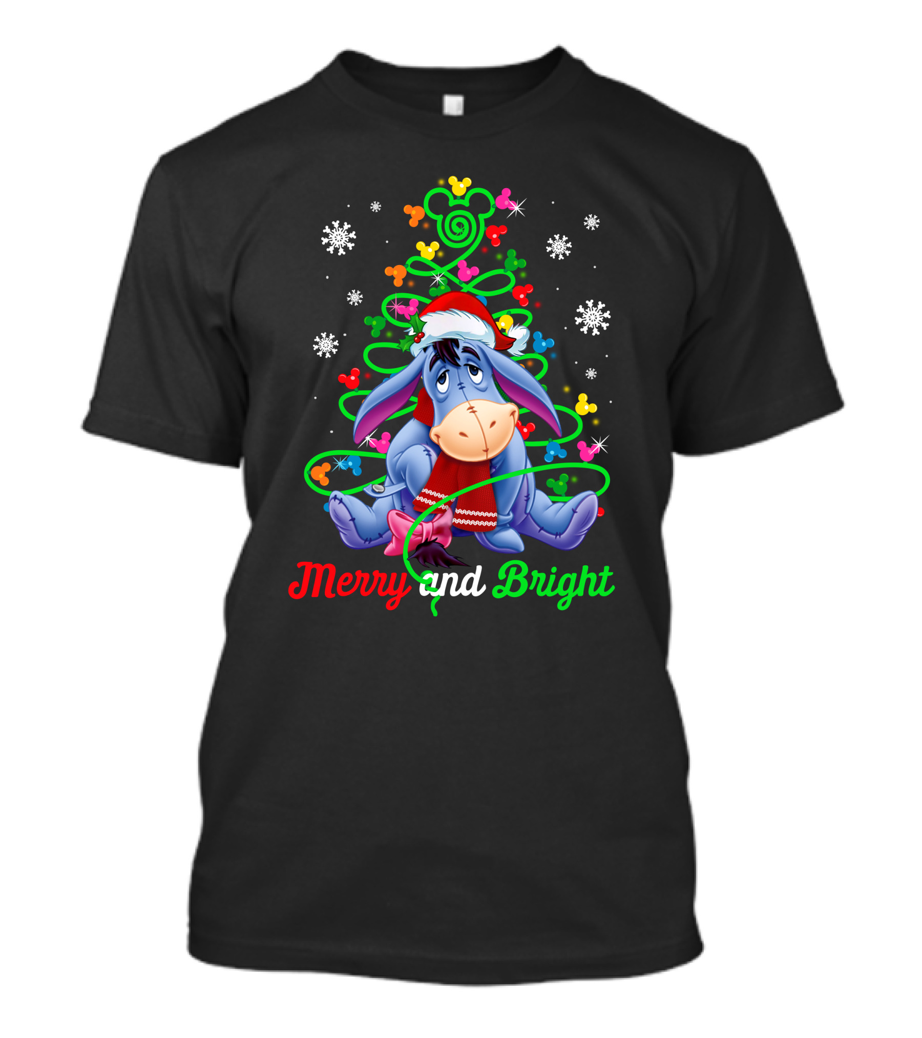 Eeyore Merry And Bright Christmas Tree Mickey Ornaments T-Shirt
