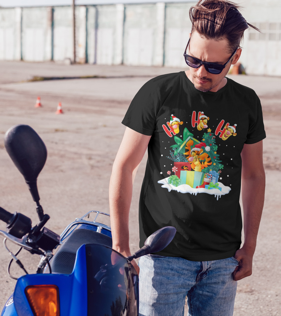 Tigger Ho Ho Ho Christmas Presents And Tree T-Shirt