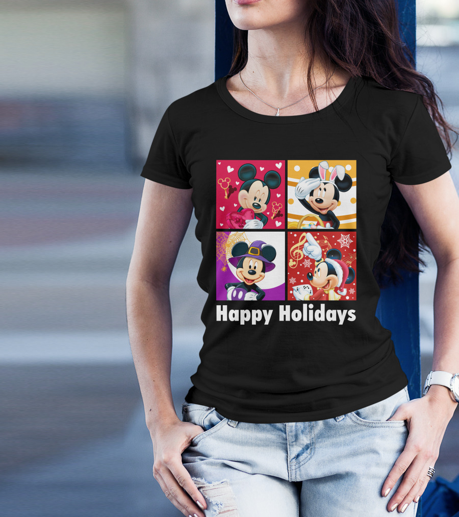 Happy Holidays Mickey Mouse Seasonal Quartet T-Shirt