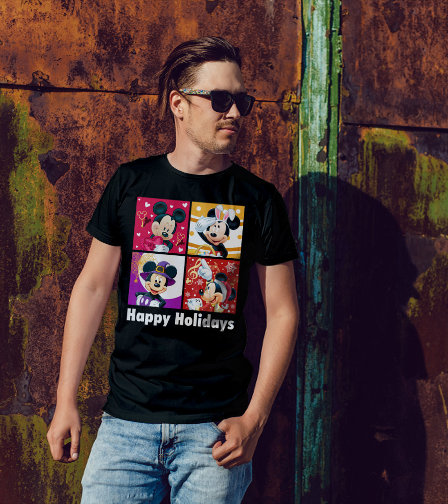 Happy Holidays Mickey Mouse Seasonal Quartet T-Shirt