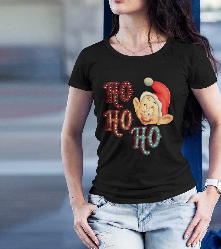 Ho Ho Ho Dopey Santa Hat Christmas Theme T-Shirt