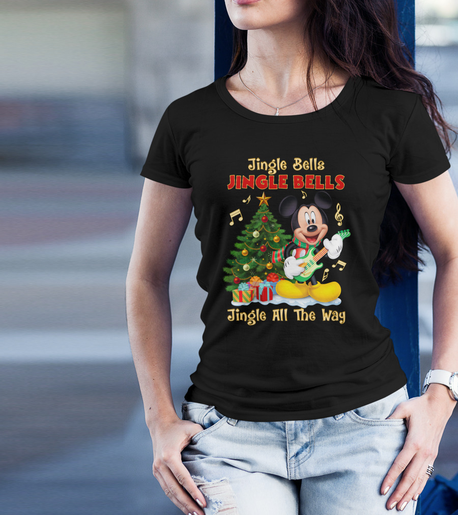 Jingle Bells Jingle Bells Mickey Jingle All The Way Christmas Tree T-Shirt